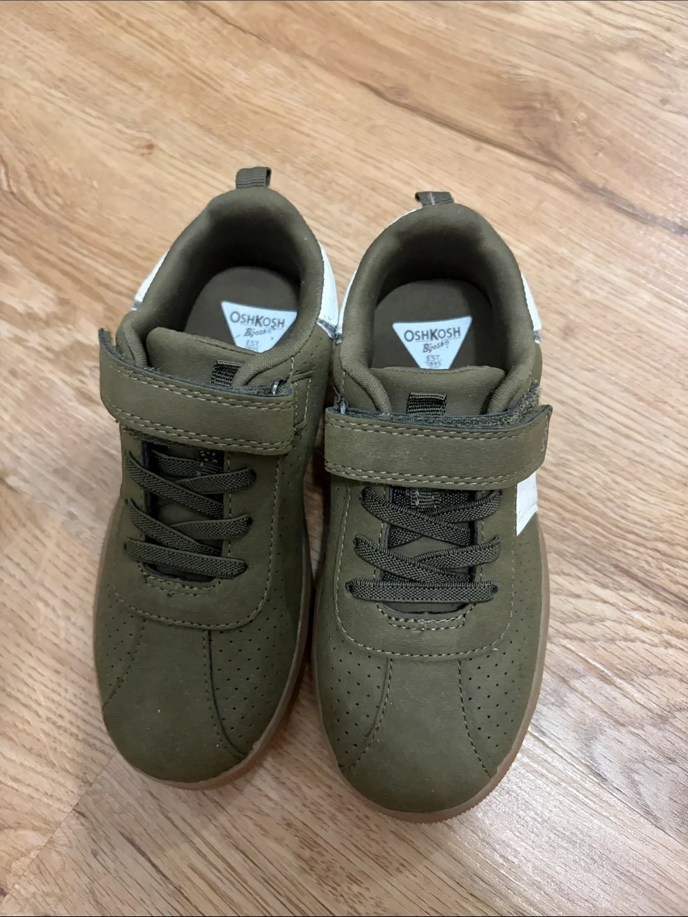 OshKosh B'gosh Olive Green and White Kids Sneakers